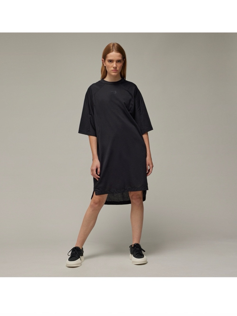 Y-3 Black Oversized Kimono-Sleeve Tee Dress